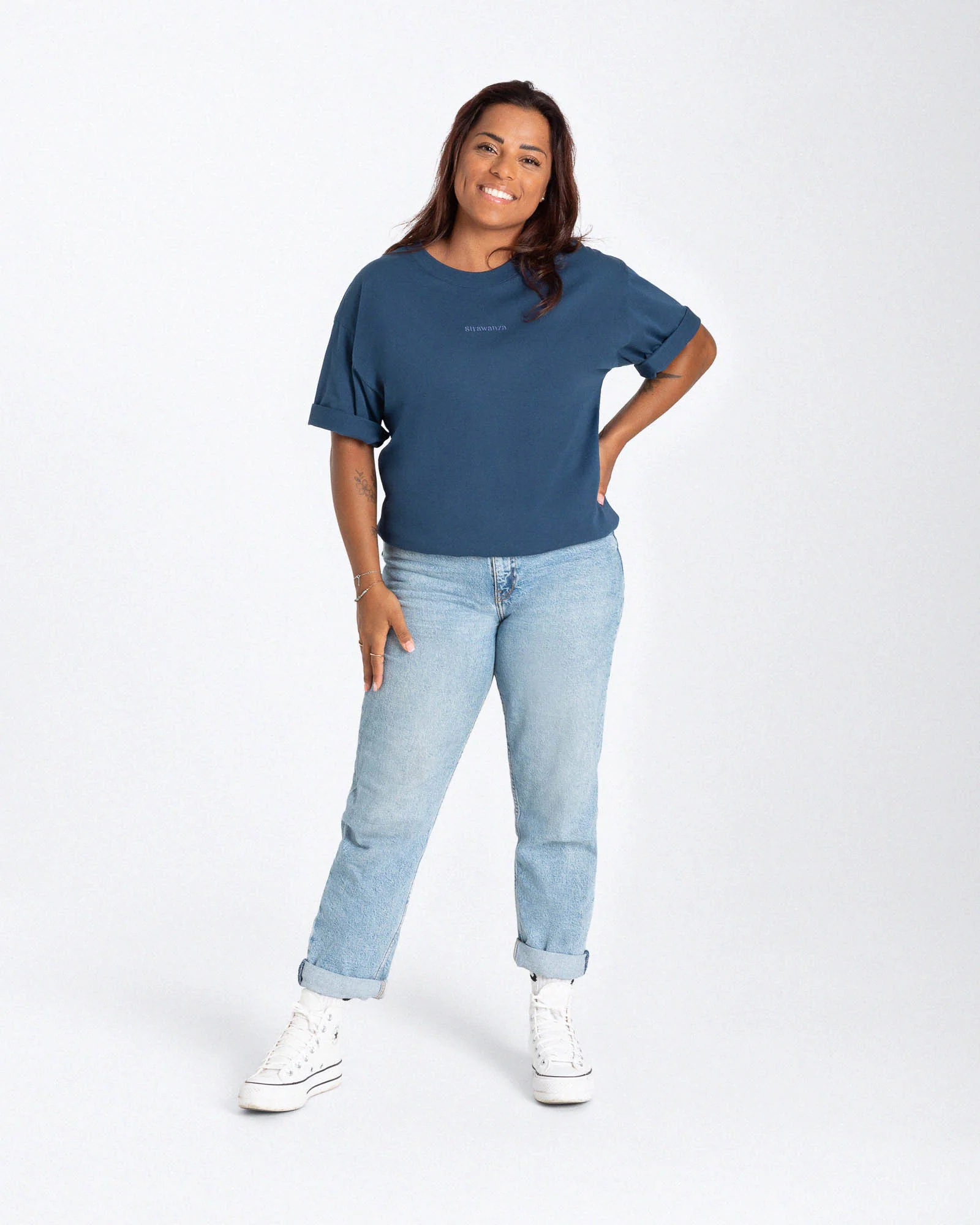 Signature T-Shirt mit Stickerei blau - Image 3